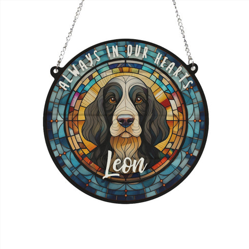 Cocker Spaniel Black & White Memorial Stained Glass Effect Suncatcher